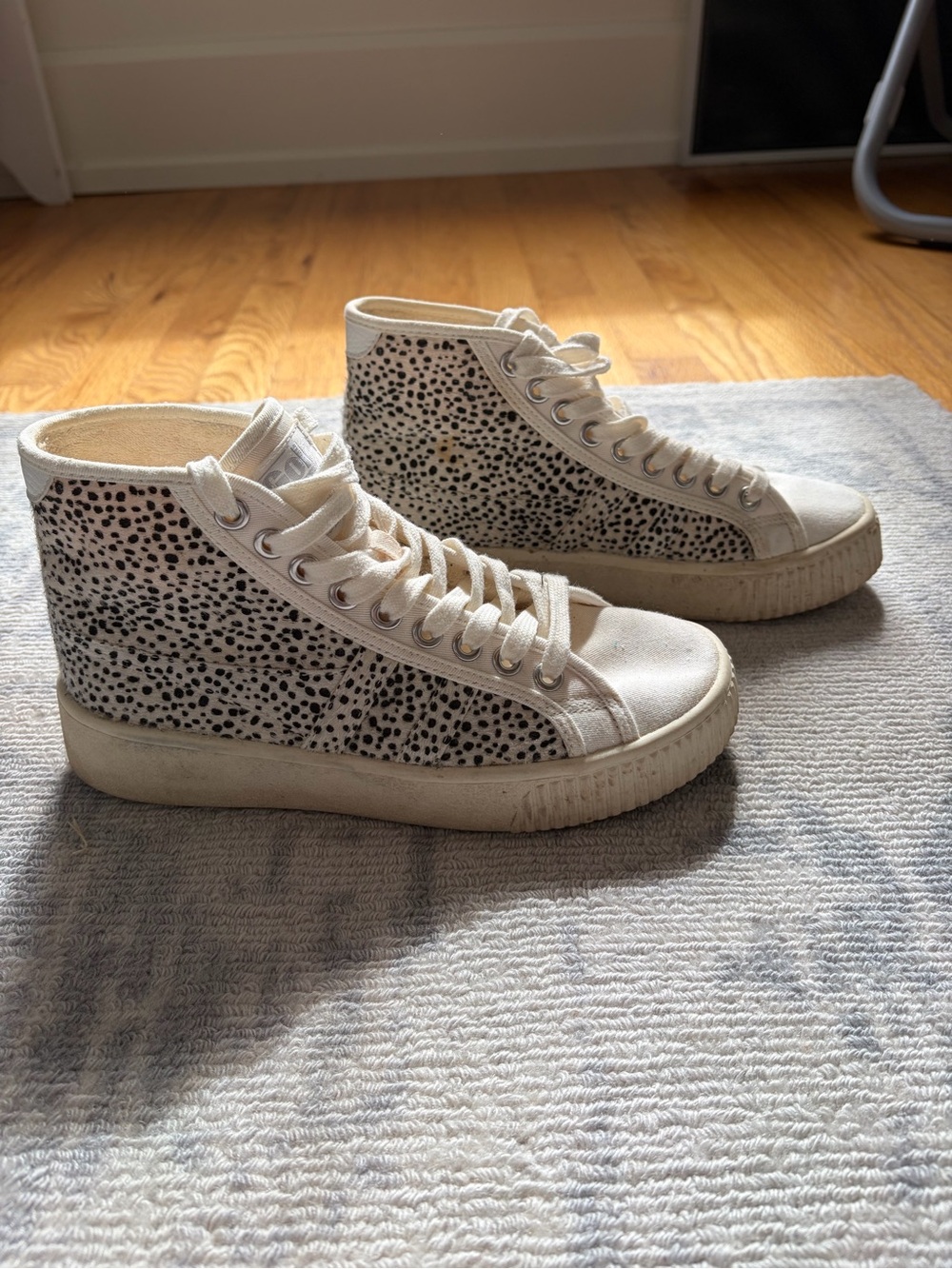 Gola Women’s Cream High-Top Sneakers with Black Spot Print